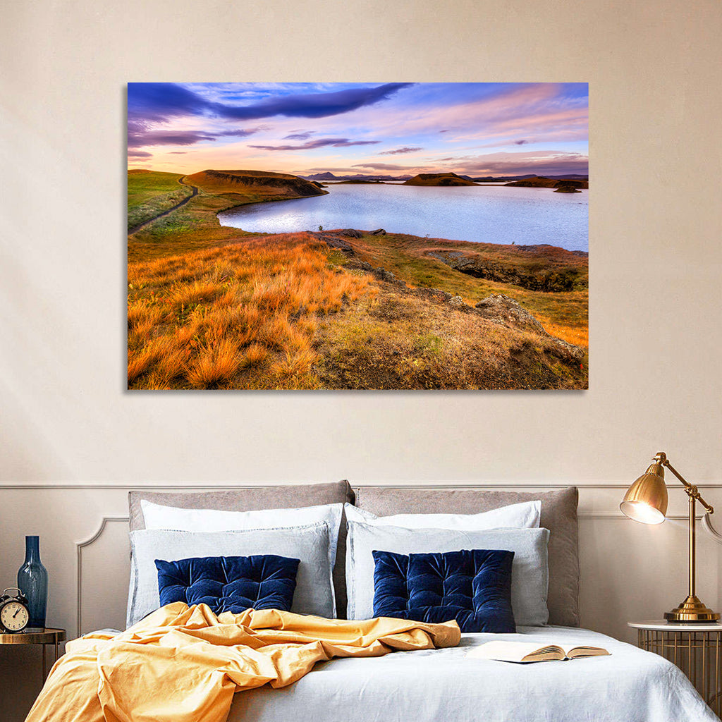 Sunset Over Lake Myvatn Wall Art