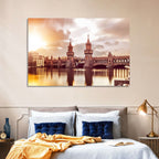 Oberbaumbruecke Sunset Reflection Berlin Wall Art