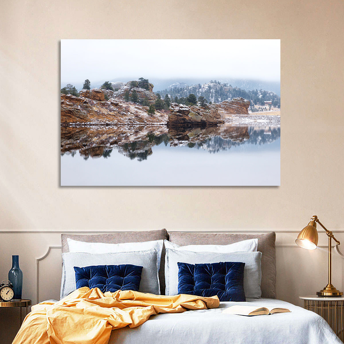 Marys Lake Foggy Reflection Wall Art