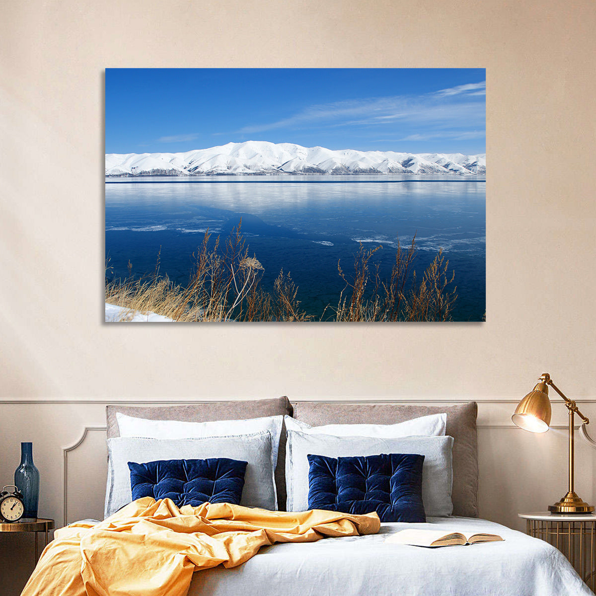 Winter at Lake Sevan Wall Art in a room, landscape