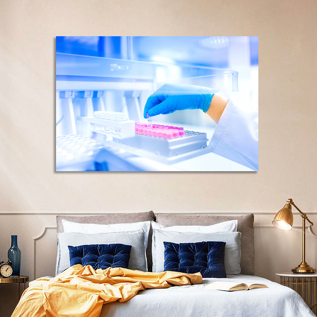 Gloved Hand with Vial and Pink-capped Tubes Wall Art