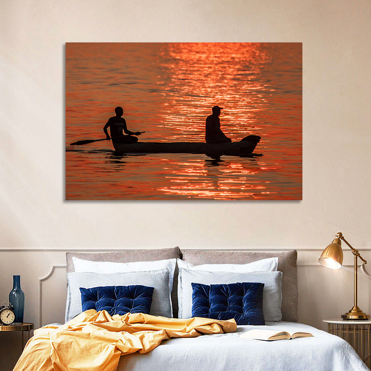 Sunset Canoe Silhouette Wall Art