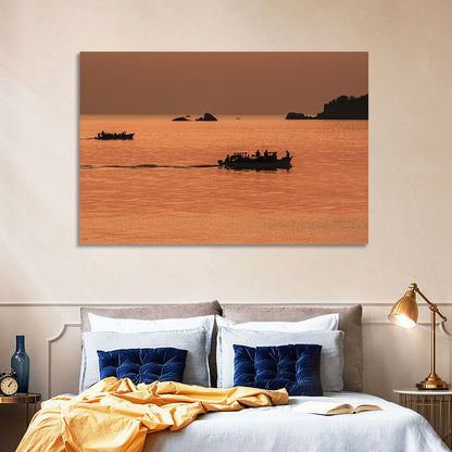 Lake Malawi Sailboats at Sunset Wall Art