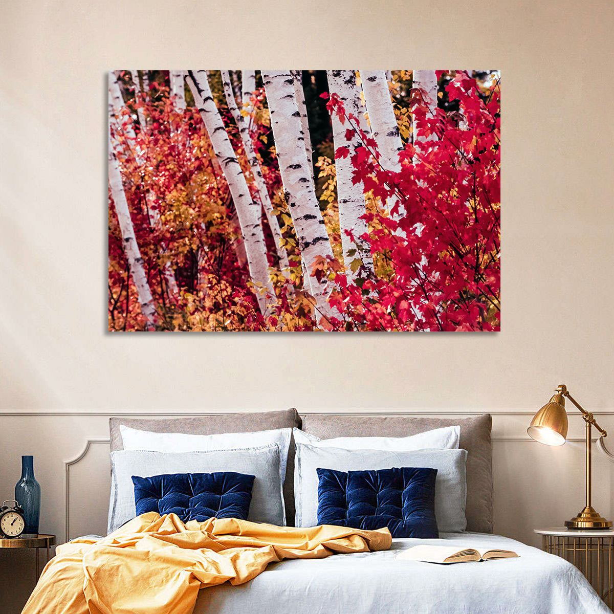 Autumn Birches with Crimson Maples Wall Art