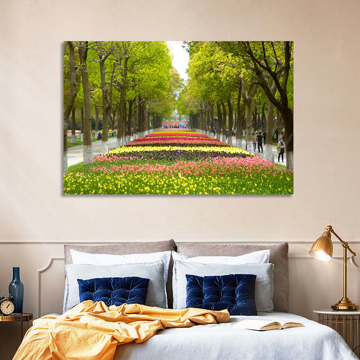 Tree-lined Tulip Garden Path Wall Art