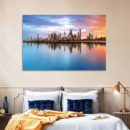 Kuwait City Skyline at Sunset Wall Art