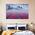 Misty Pink Tulip Field Wall Art