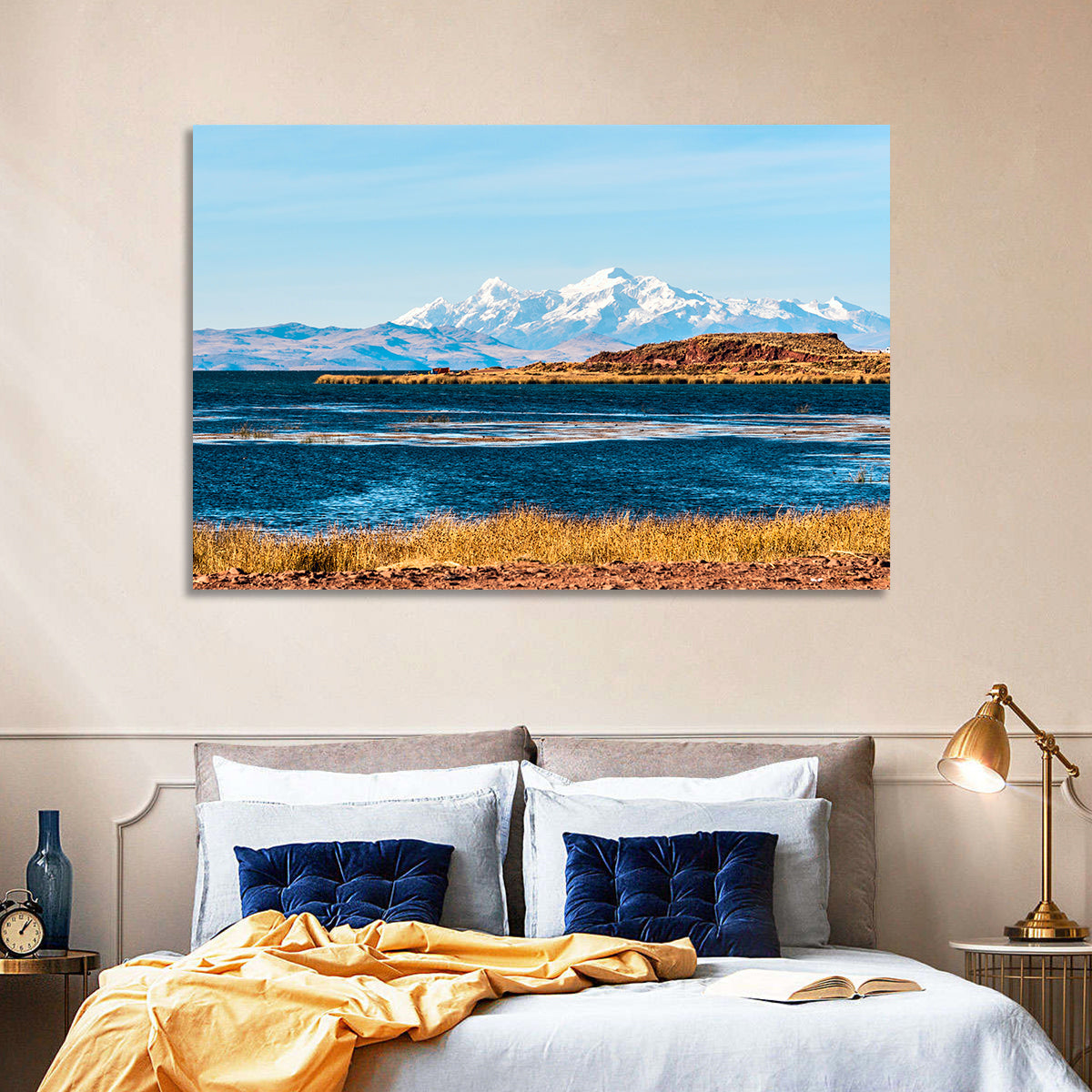 Lake Titicaca Blue and Gold Wall Art