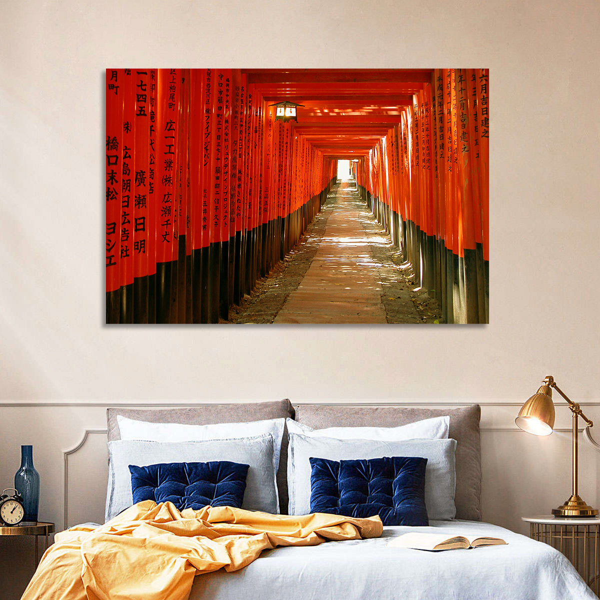 Fushimi Inari Torii Tunnel Wall Art in a room, landscape