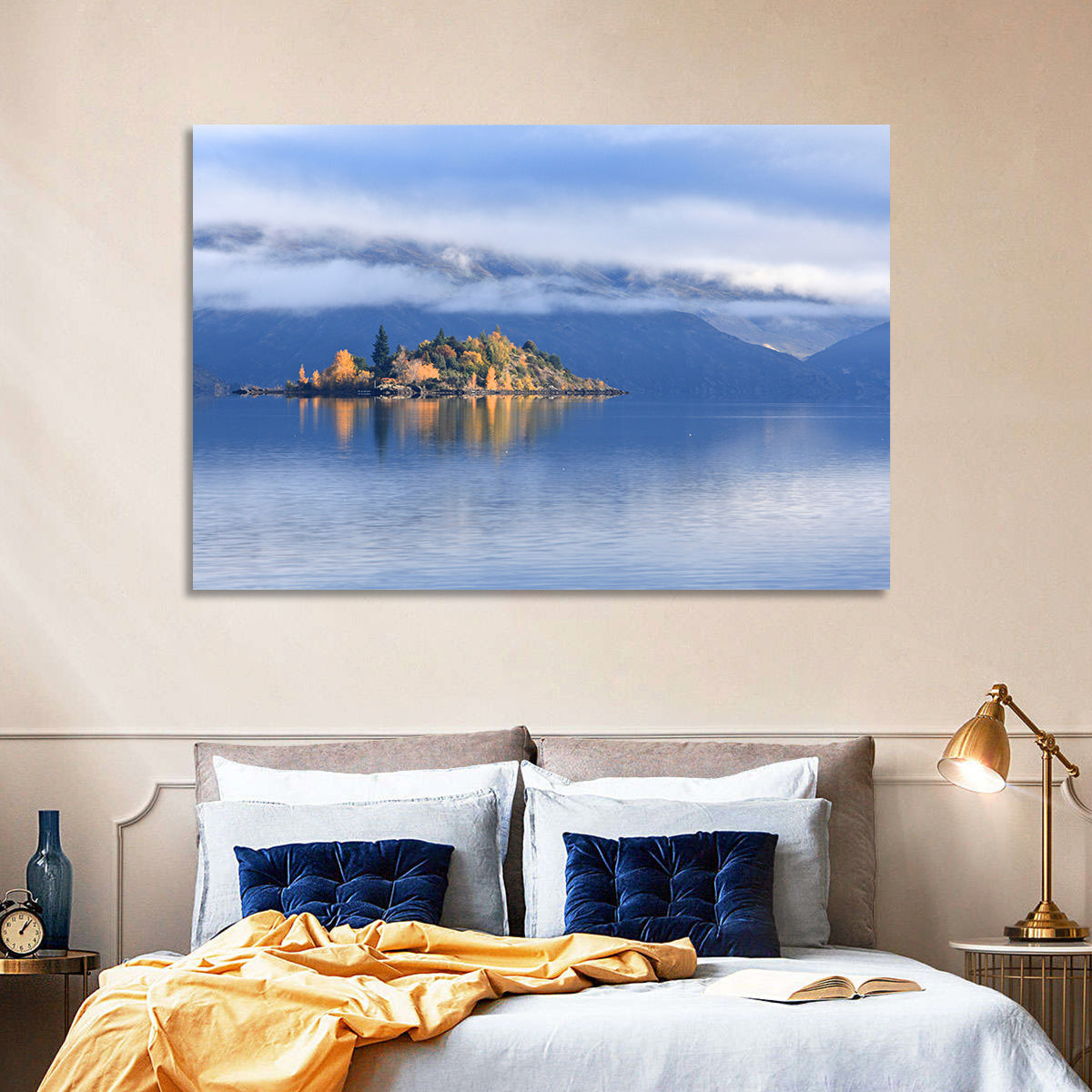 Misty Wanaka Island Reflection Wall Art