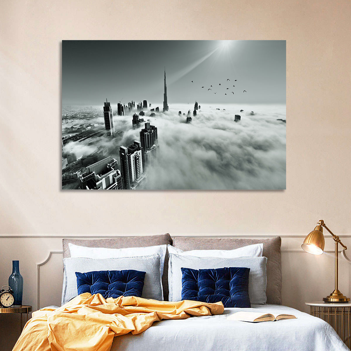 Burj Khalifa Rising Through Morning Fog Wall Art