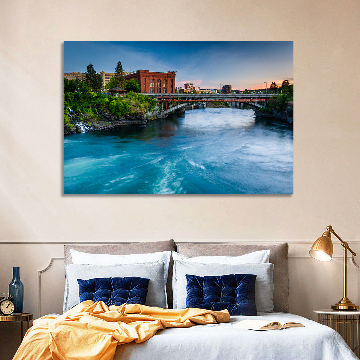 Spokane River at Twilight Wall Art