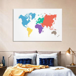 World Continents Map Wall Art