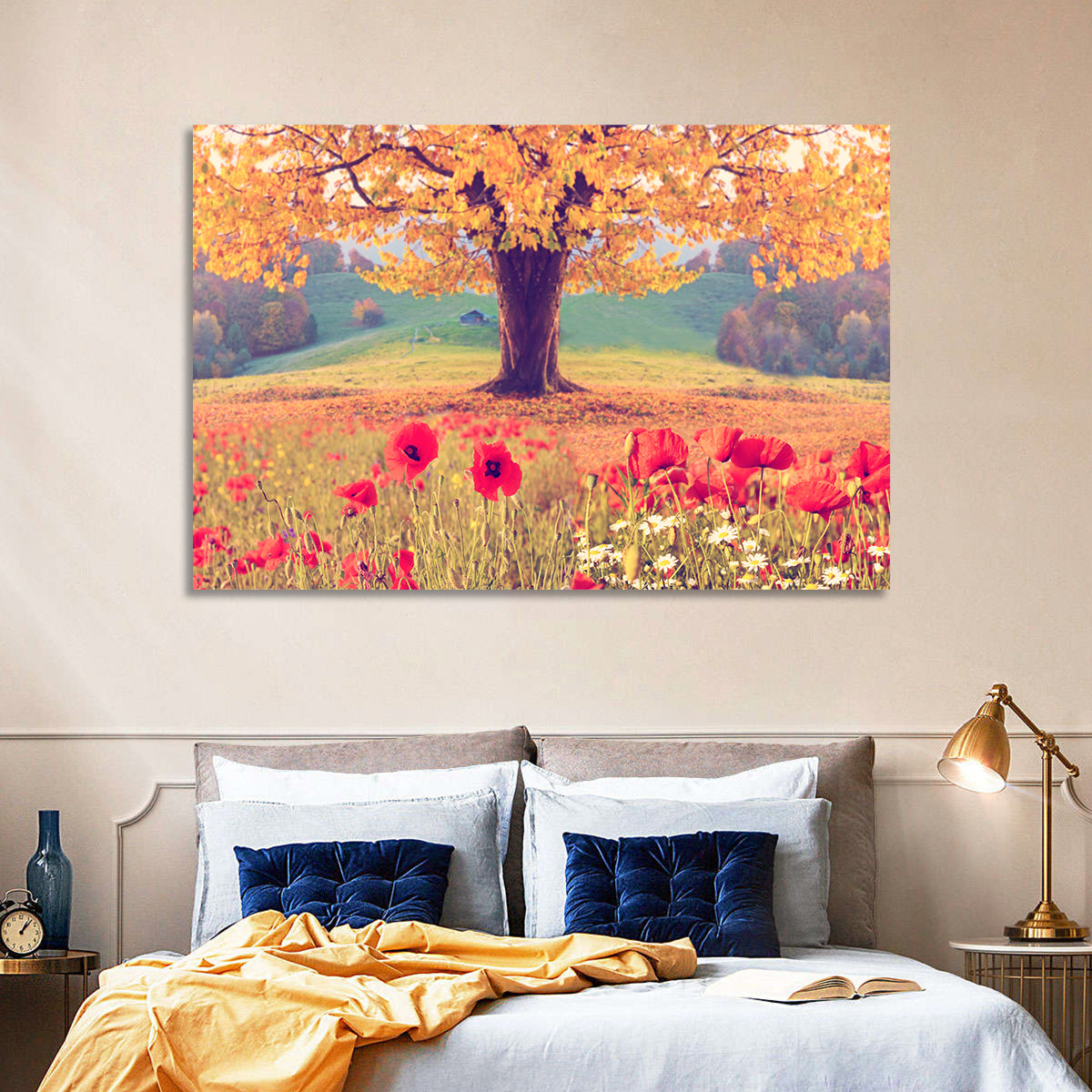 Autumn Tree and Poppy Field Wall Art
