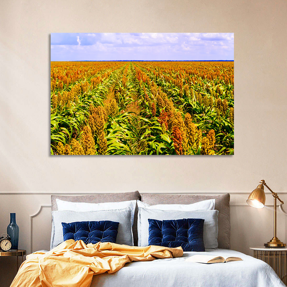 Sorghum Field Wall Art in a room, landscape