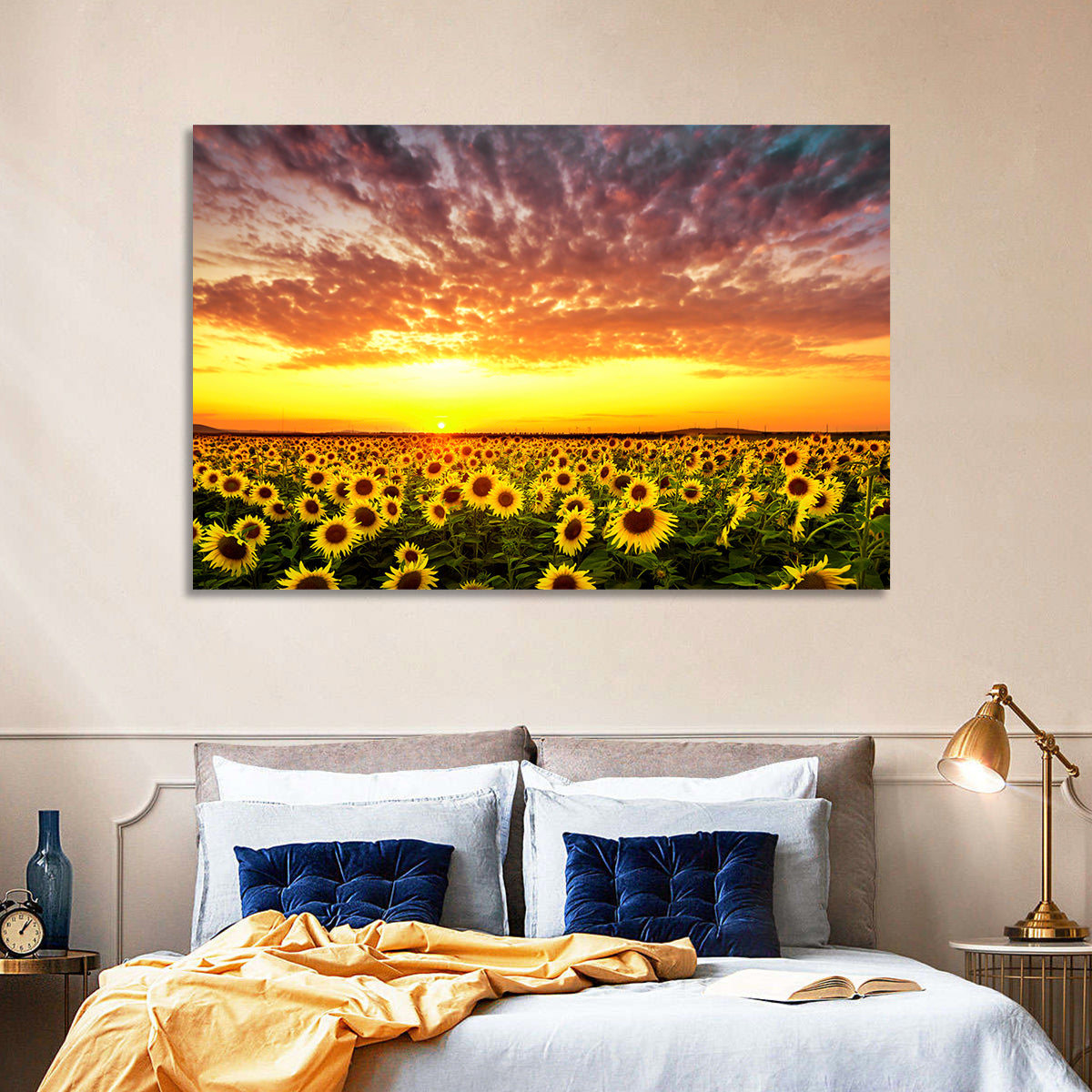 Golden Hour Sunflower Field Wall Art