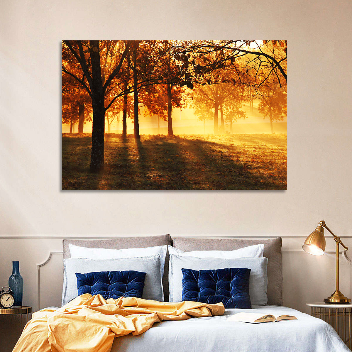 Autumn Sunbeams Through Fog Wall Art