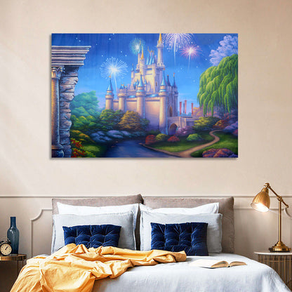 Cinderella Castle Fireworks Illustration Wall Art