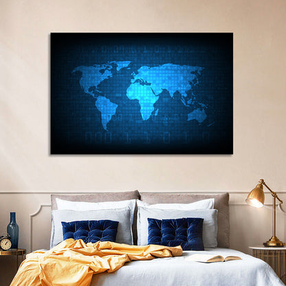 Digital World Map Wall Art