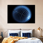 Glowing Blue Textured Sphere Wall Art