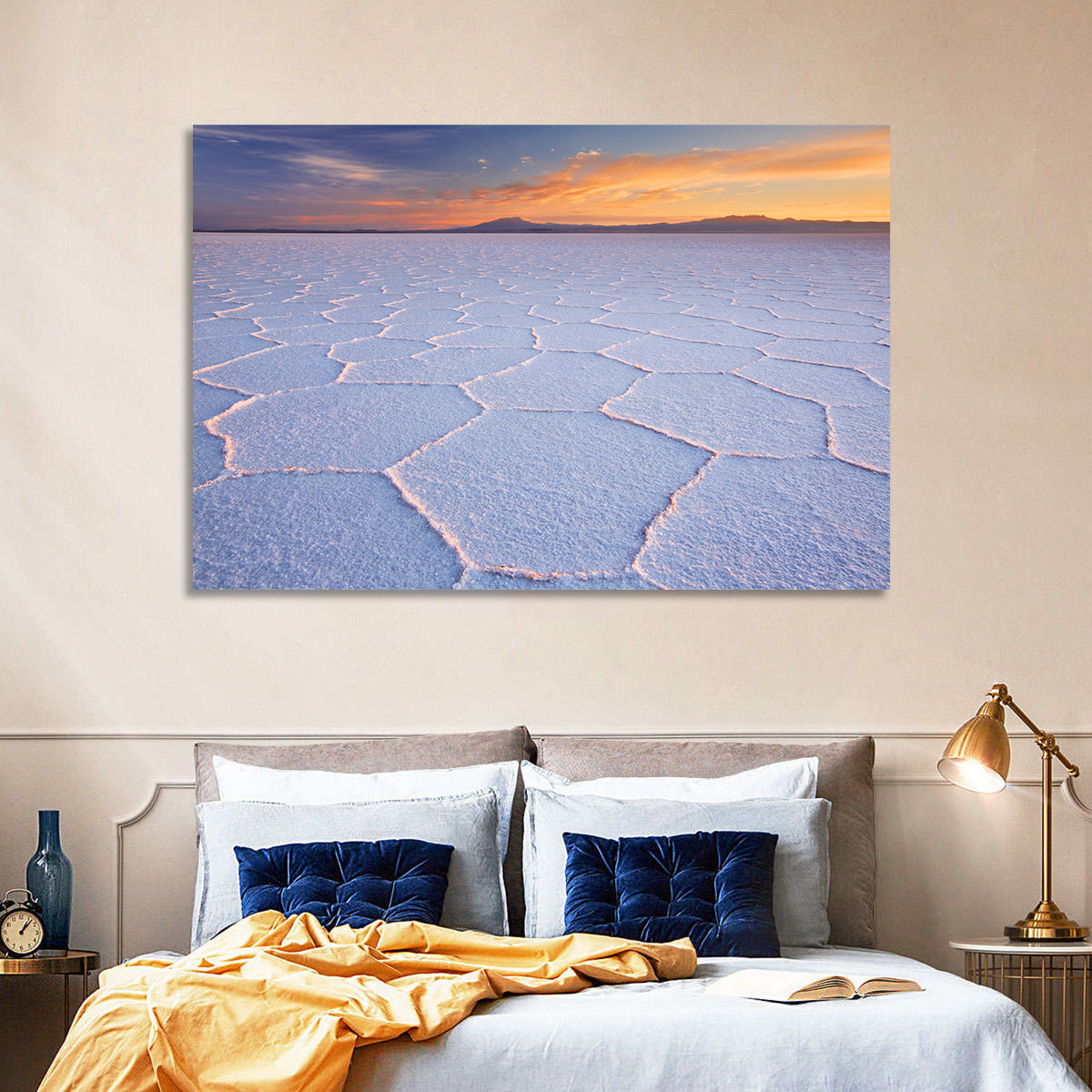 Salar De Uyuni Sunrise Wall Art in a room, landscape