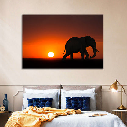 Sunset Elephant Silhouette Wall Art