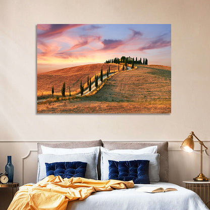 Tuscan Hilltop Road at Dusk Wall Art