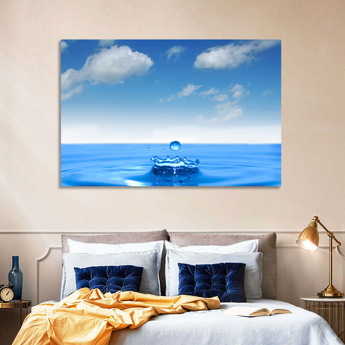 Ocean Water Drop Wall Art in a room, landscape