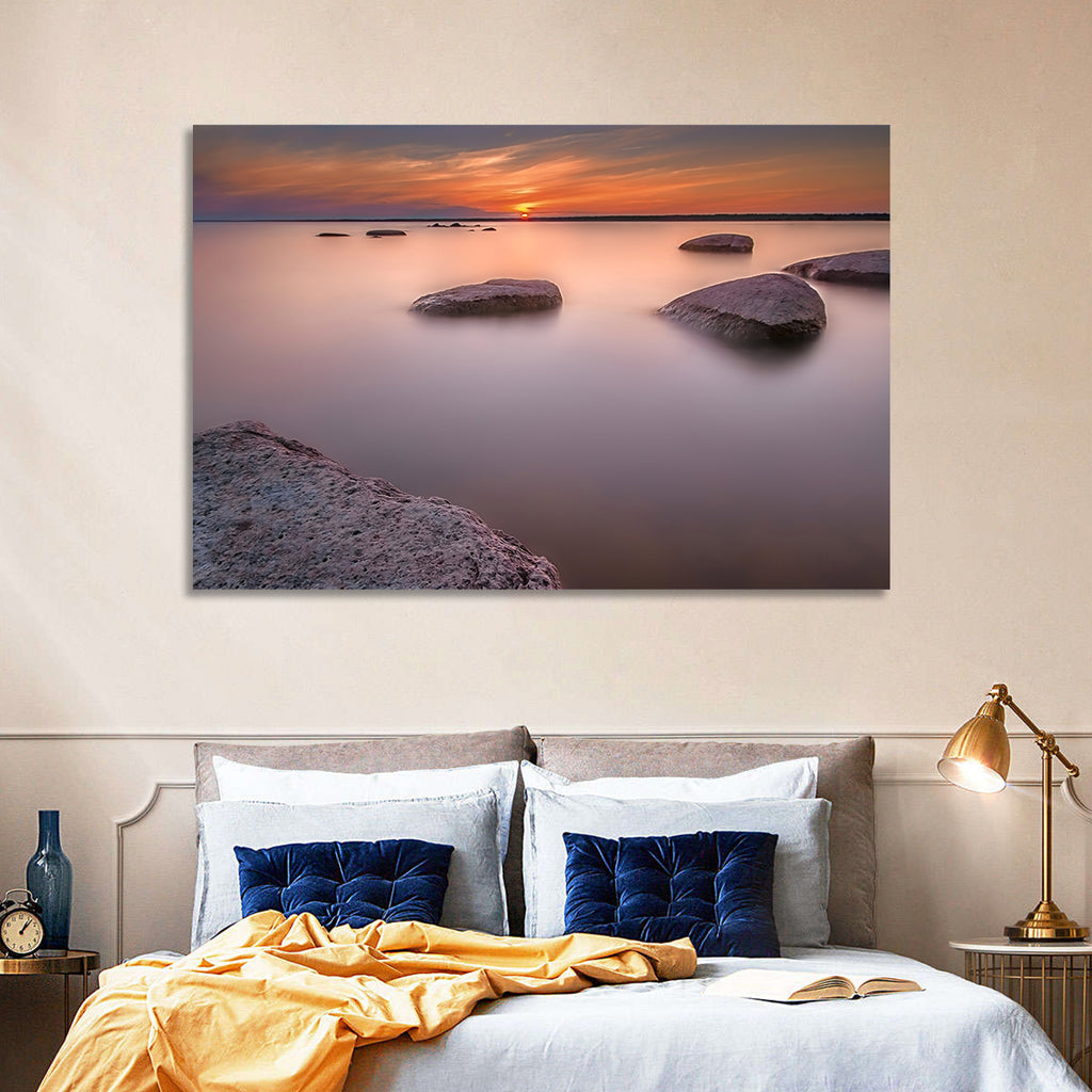 Lake Peipsi Sunset with Rocks Wall Art