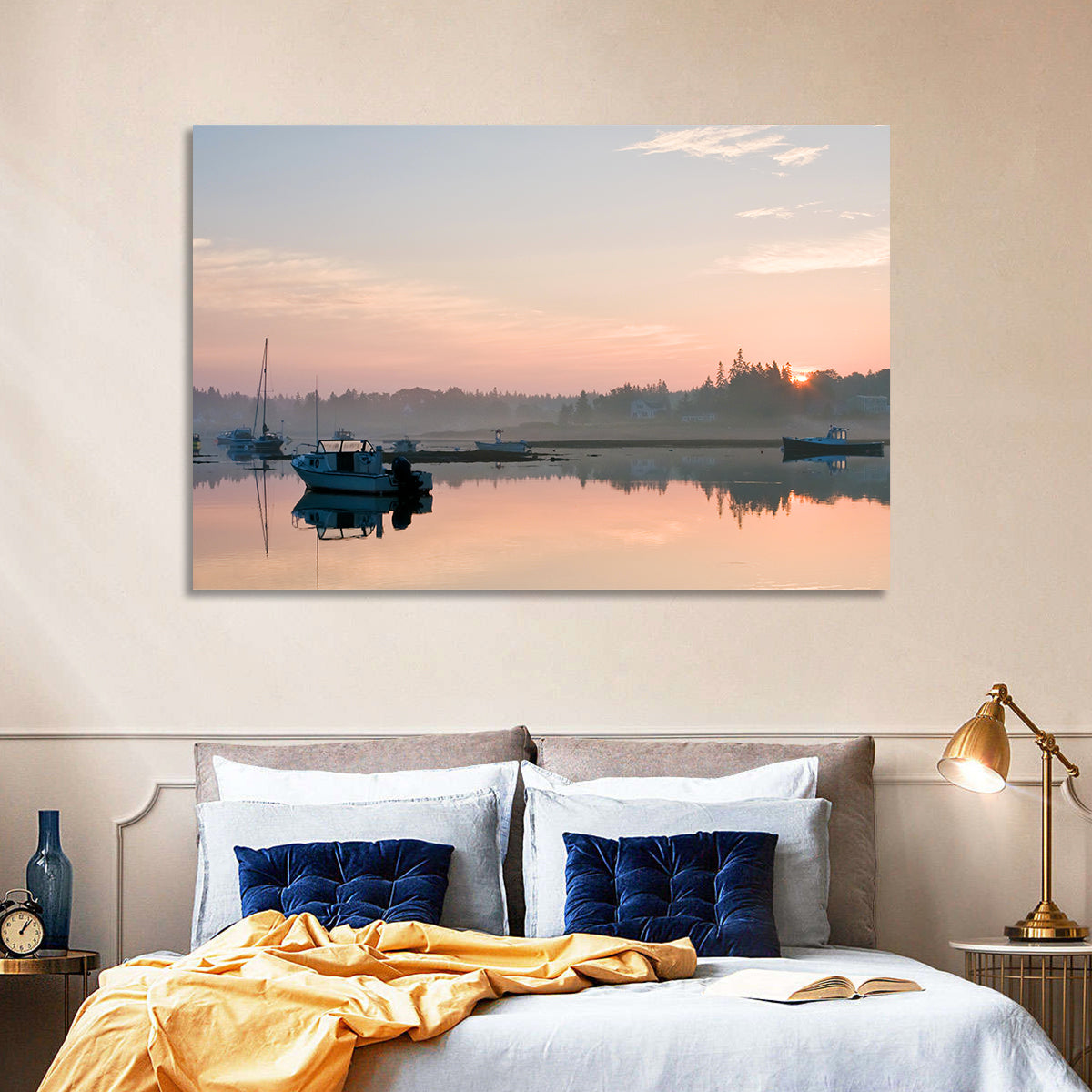 Bass Harbor Sunrise Wall Art in a room, landscape