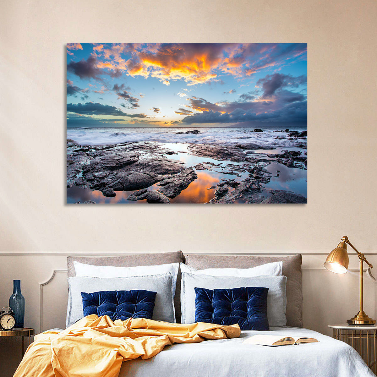 Sunset Over Volcanic Shore Wall Art