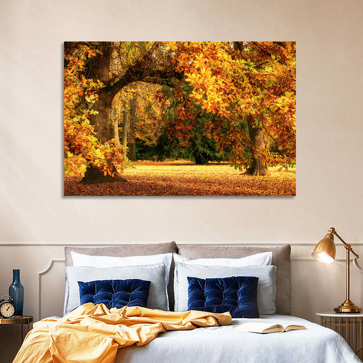 Autumn Park Oaks Wall Art in a room, landscape