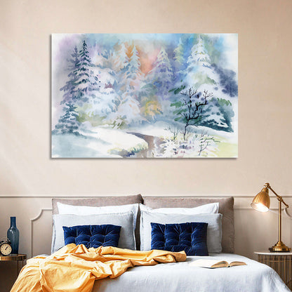 Winter Snow Watercolor Wall Art