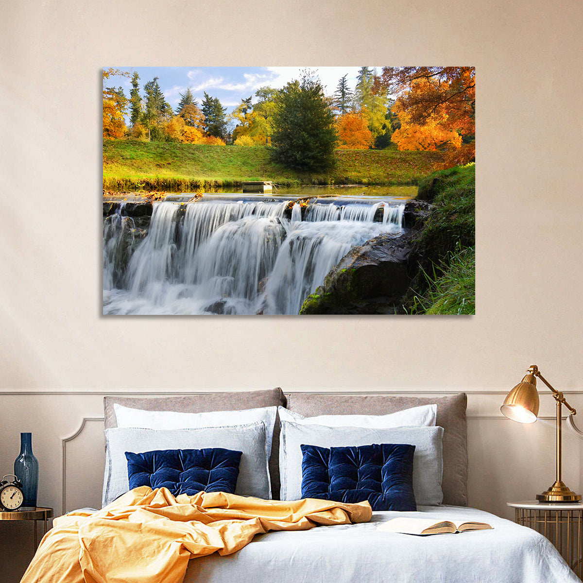 Autumn Forest Waterfall Wall Art