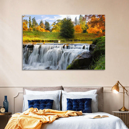 Autumn Forest Waterfall Wall Art