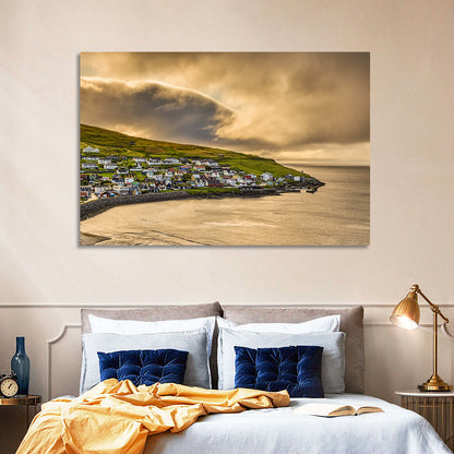 Coastal Village at Golden Hour Wall Art