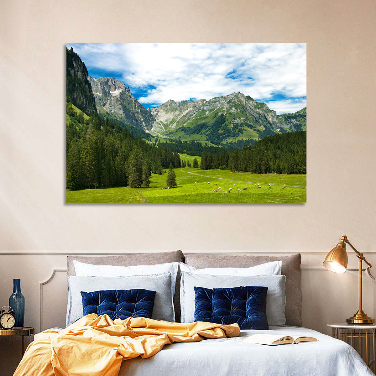 Arnibach Valley Summer Meadow Wall Art in a room, landscape