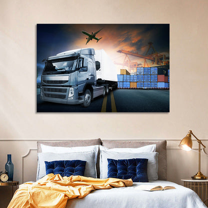 Sunset Freight Terminal Truck Scene Wall Art