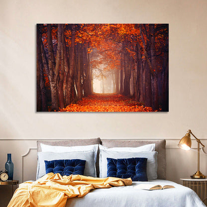 Misty Autumn Forest Path Wall Art