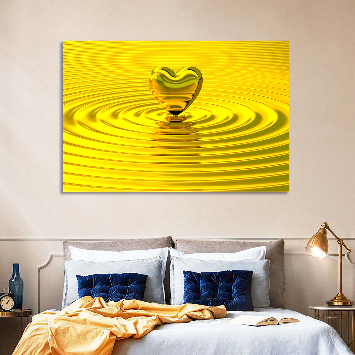 Golden Heart Ripples Wall Art