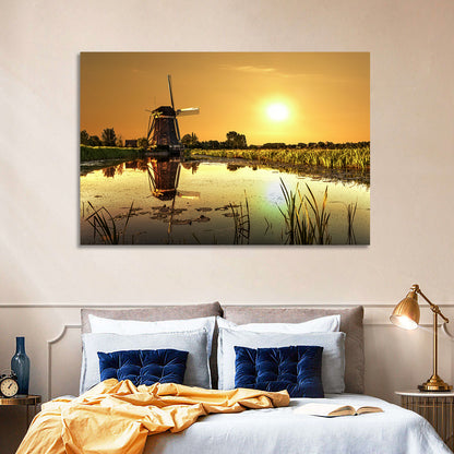 Dutch Windmill at Golden Hour Wall Art
