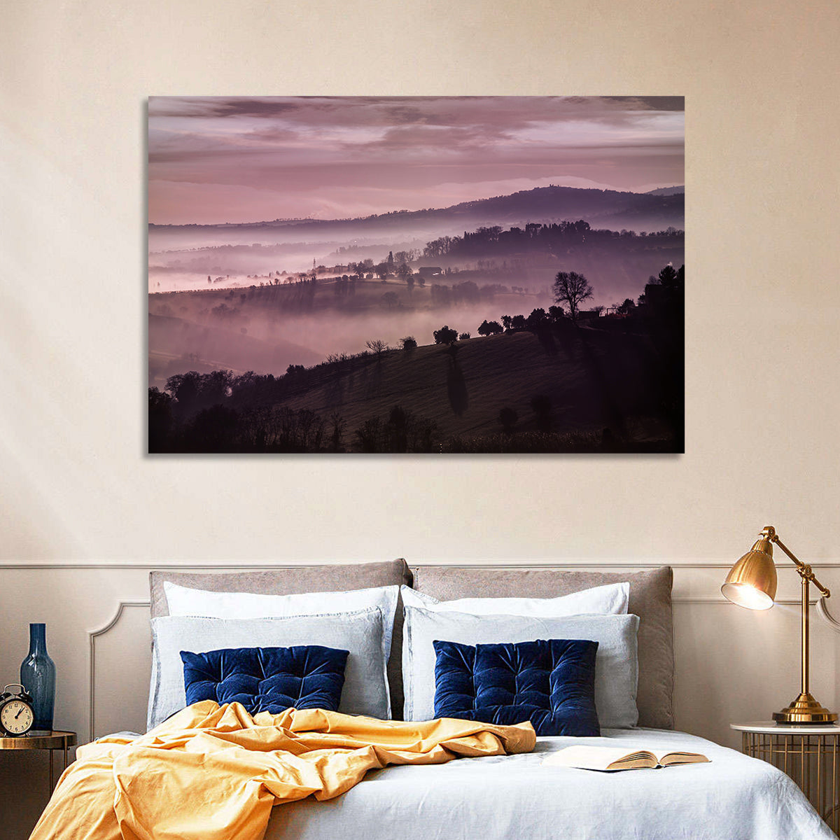 Misty Lavender Hills Wall Art