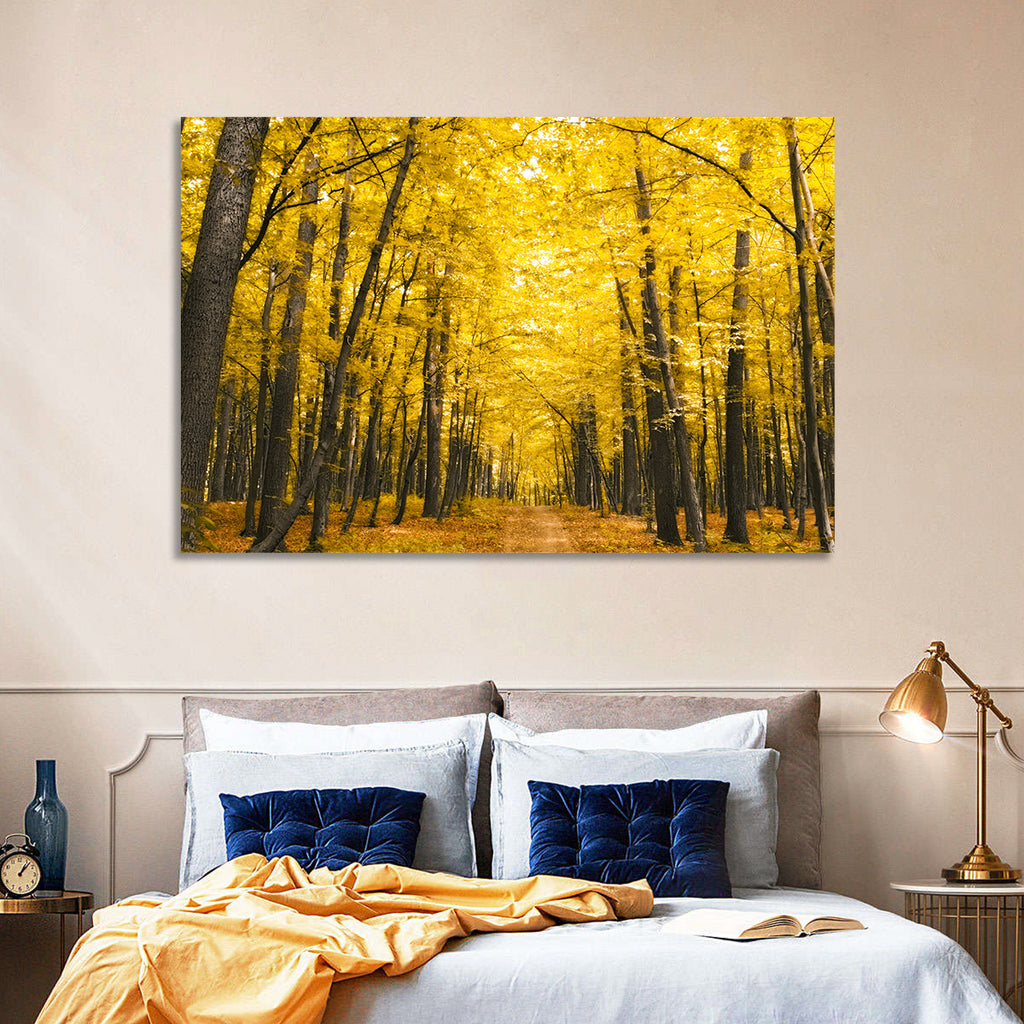 Yellow Autumn Forest Path Wall Art
