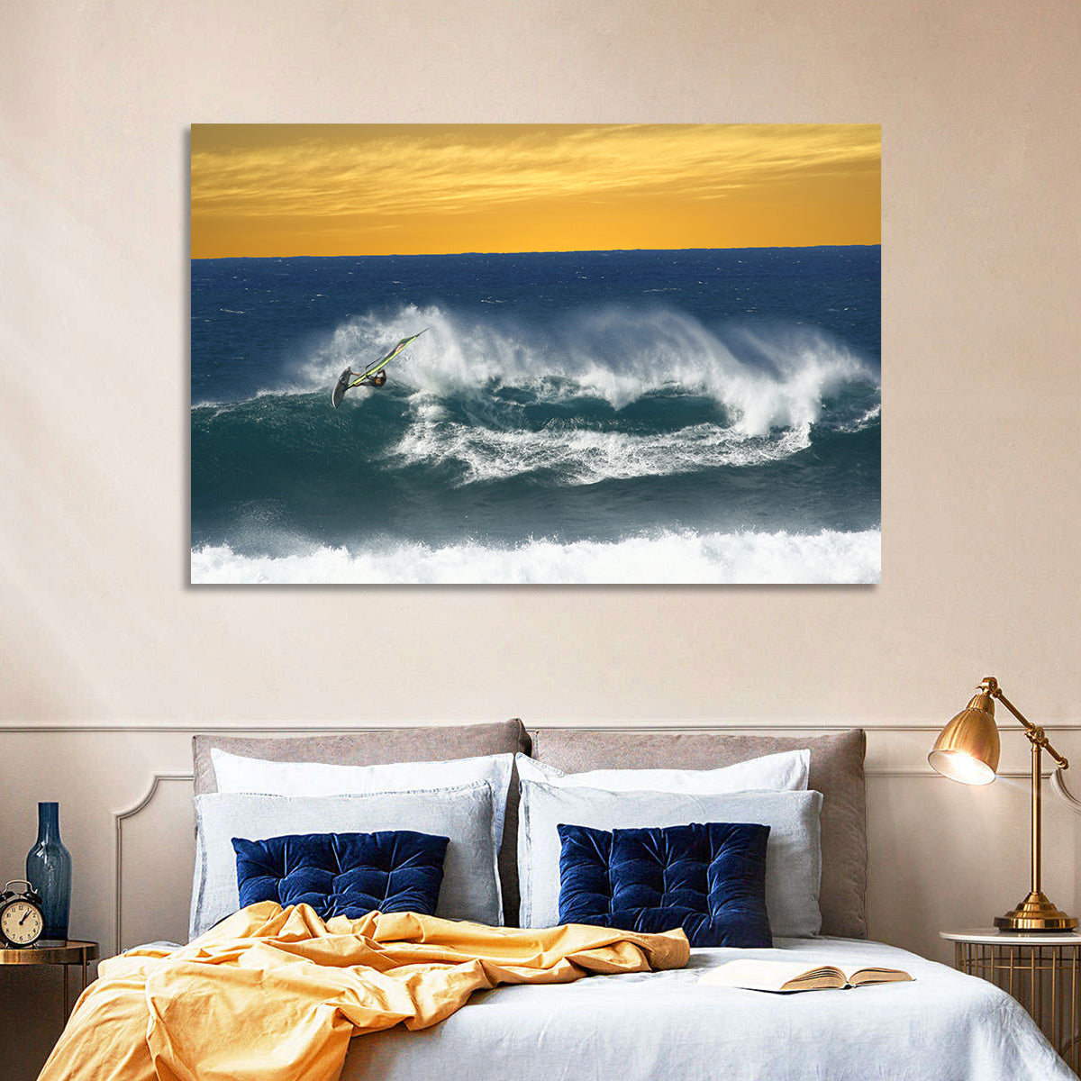Windsurfer at Golden Wave Wall Art in a room, landscape