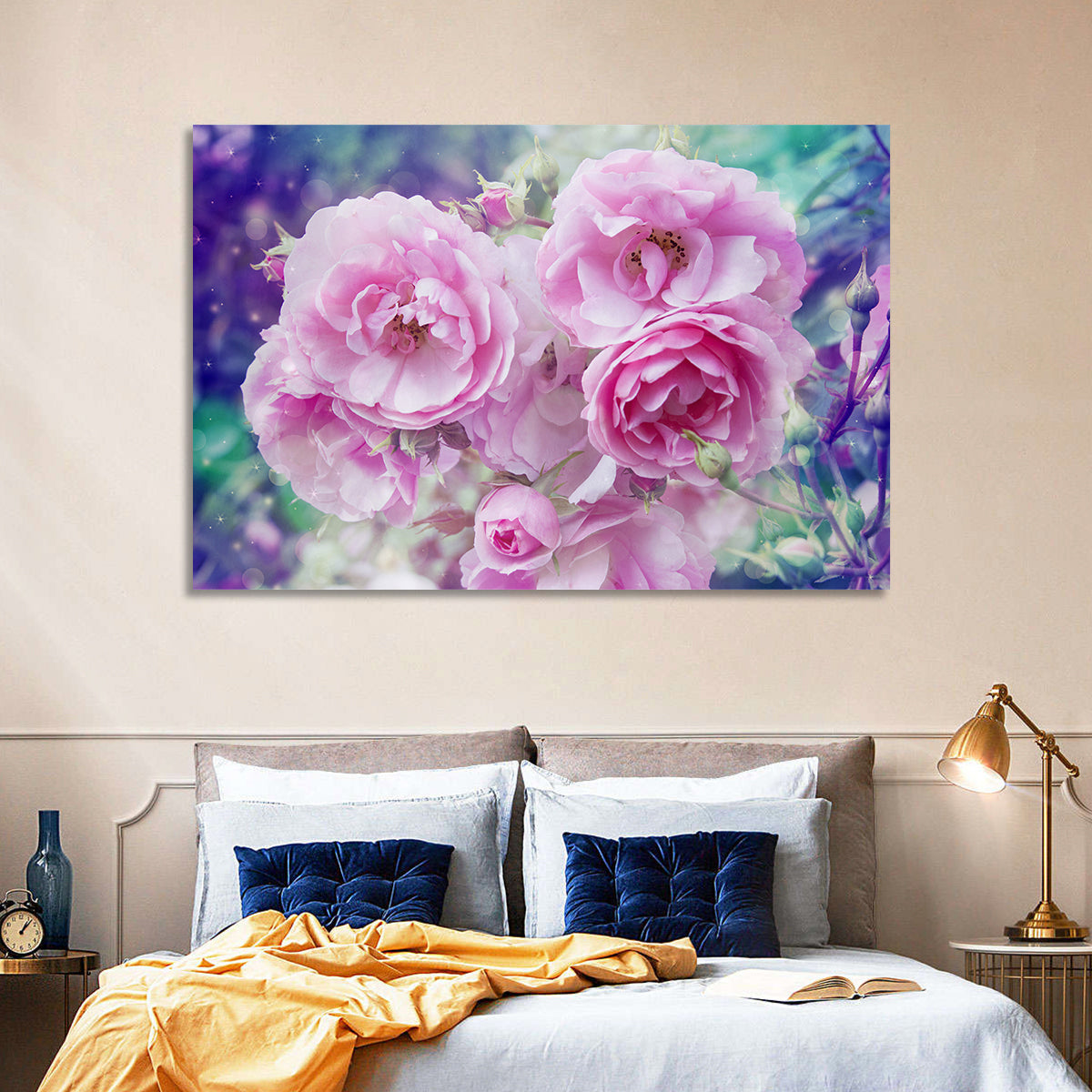 Springtime Pink Rose Cluster Wall Art