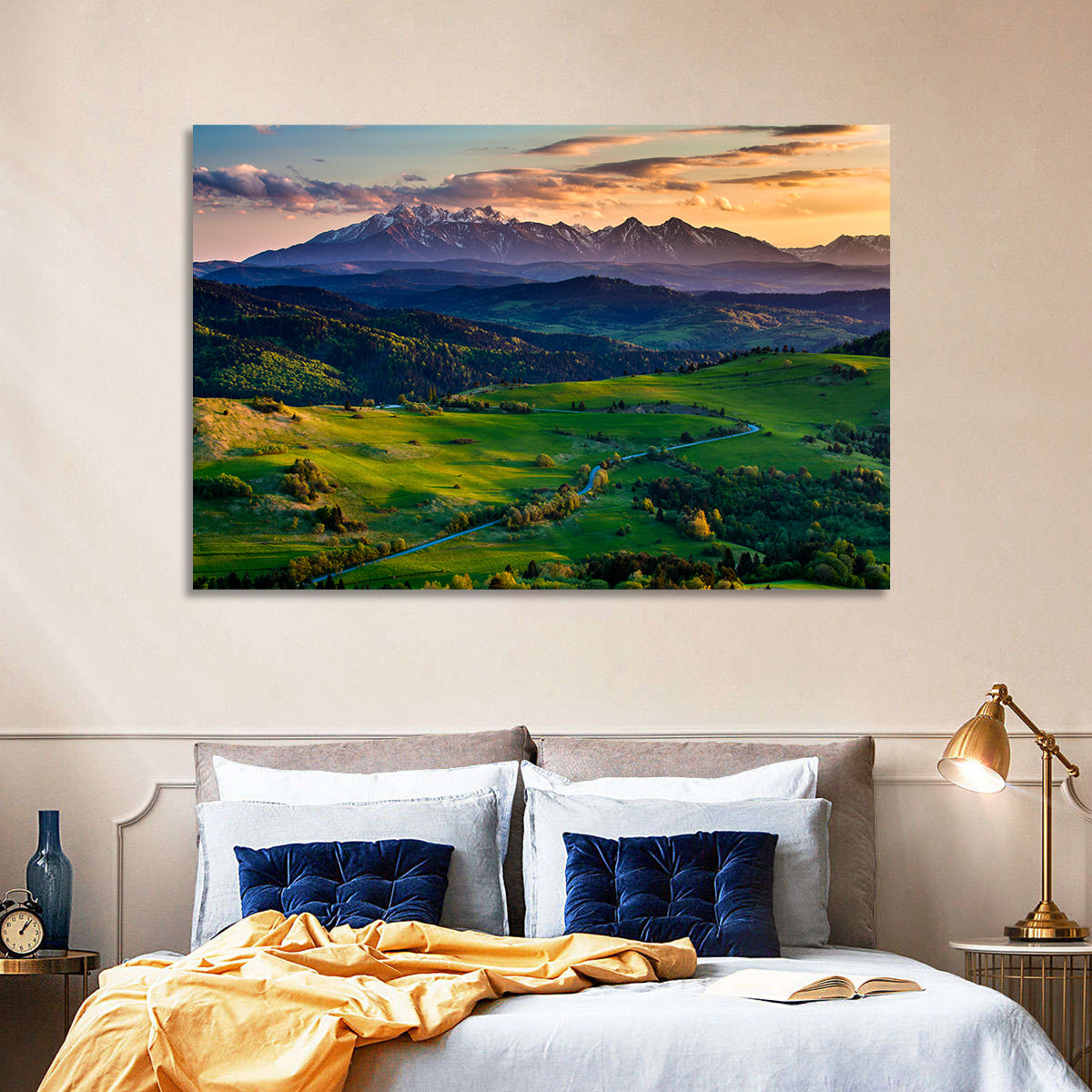 Tatras Golden Hour Vista Wall Art in a room, landscape