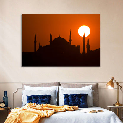 Hagia Sophia Silhouette at Sunset Wall Art