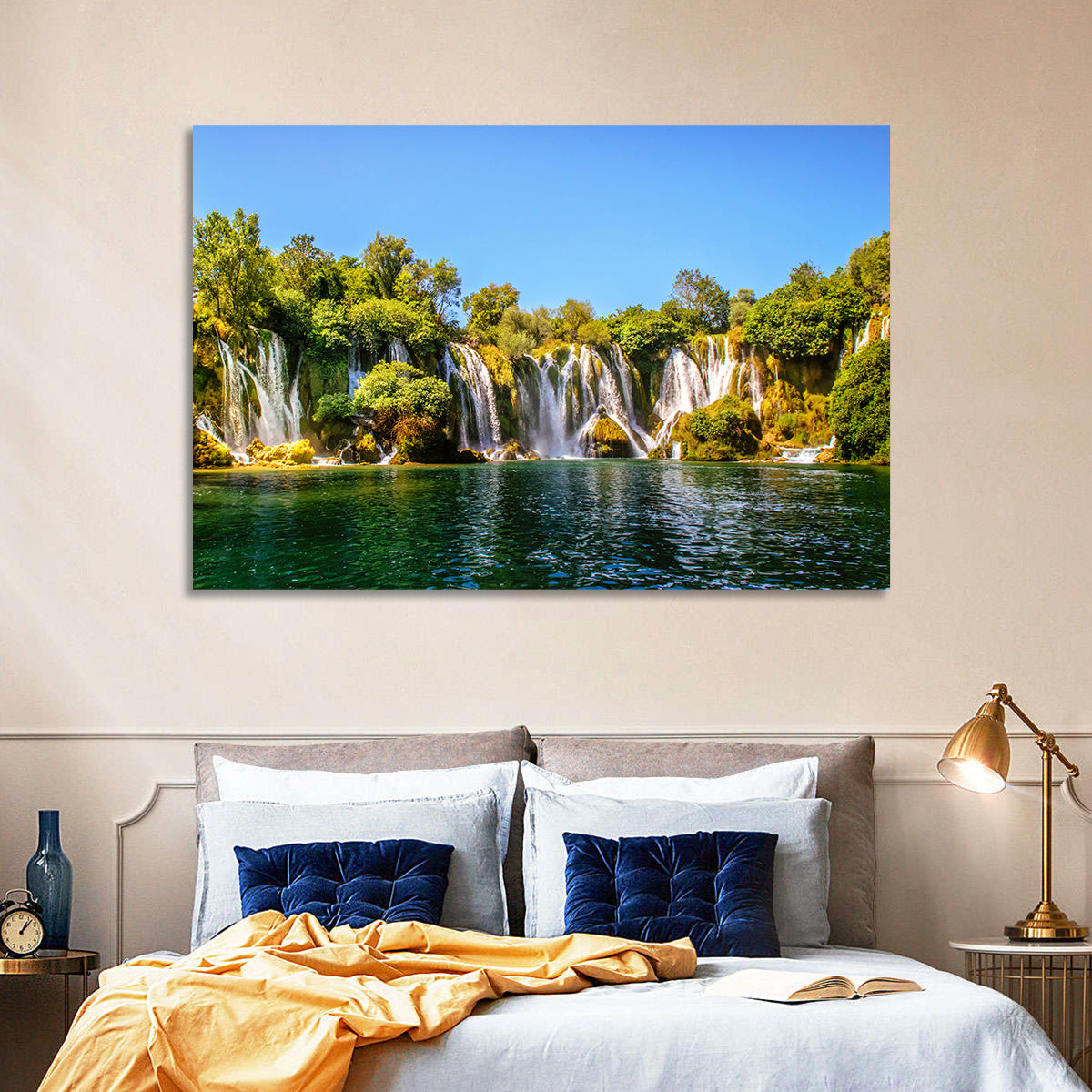 Kravice Waterfalls Wall Art in a room, landscape