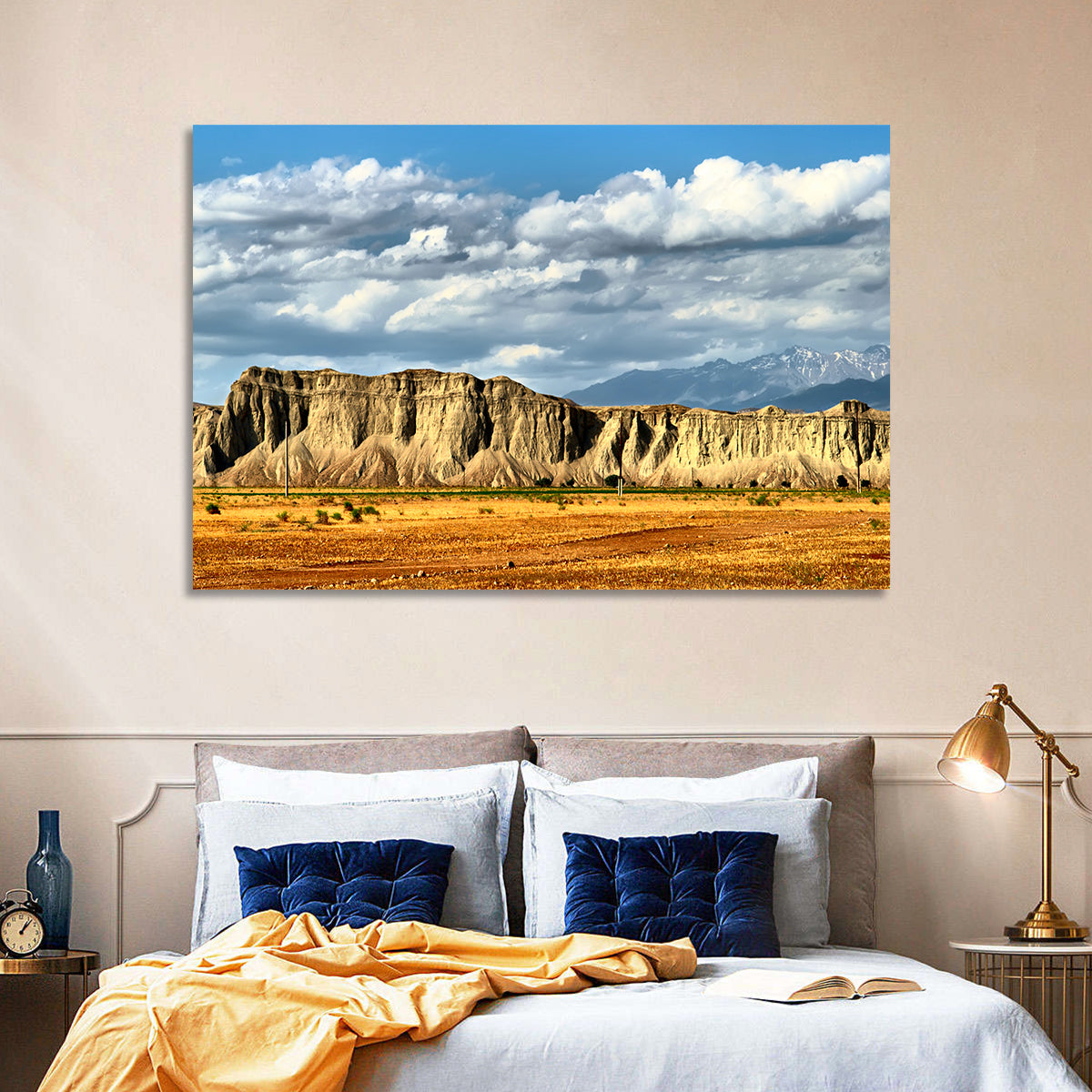 Snake Mountain Ridge Cliffs Wall Art in a room, landscape