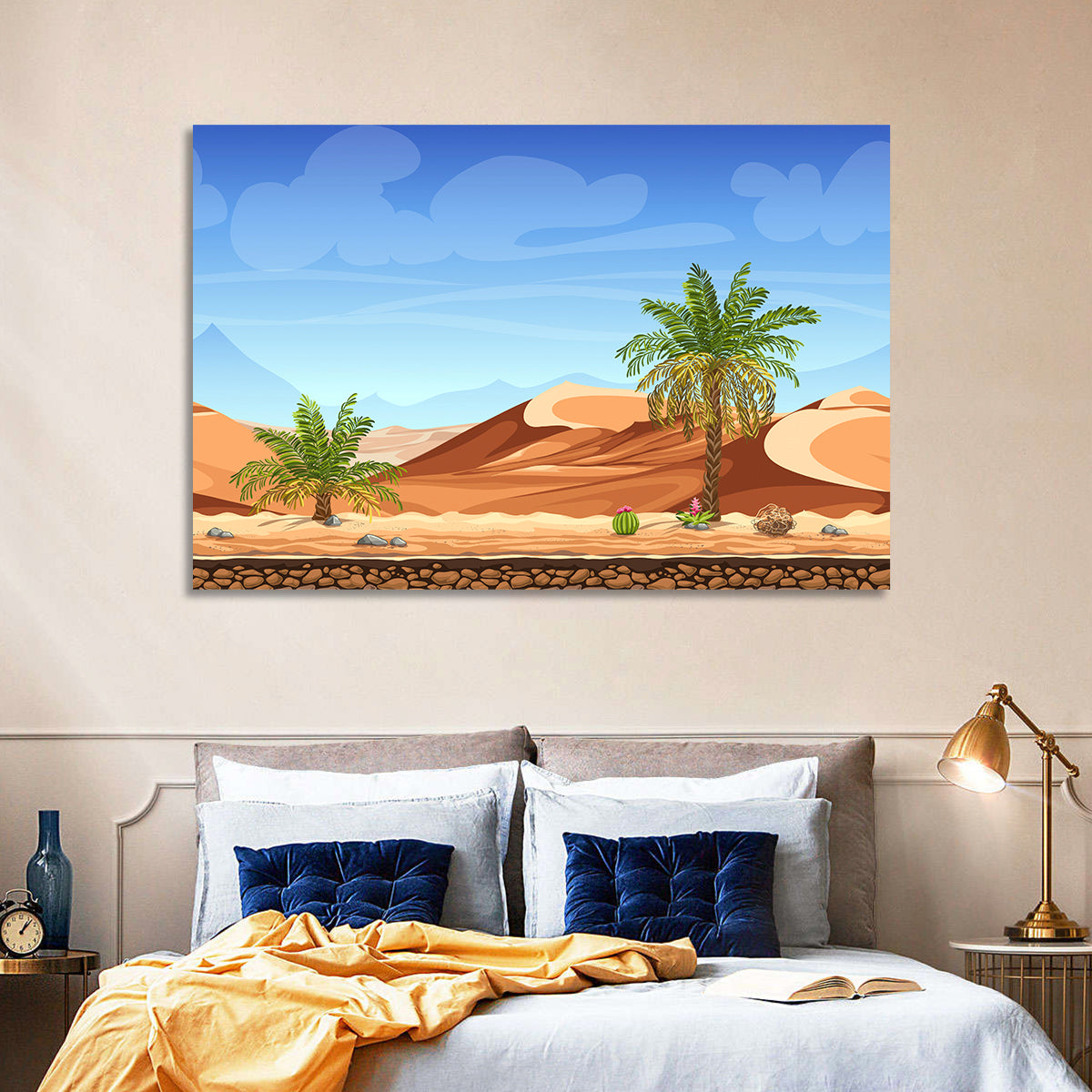 Digital Desertscape Wall Art in a room, landscape